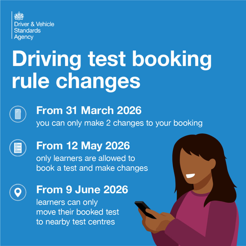 Changes to driving test booking rules in 2026